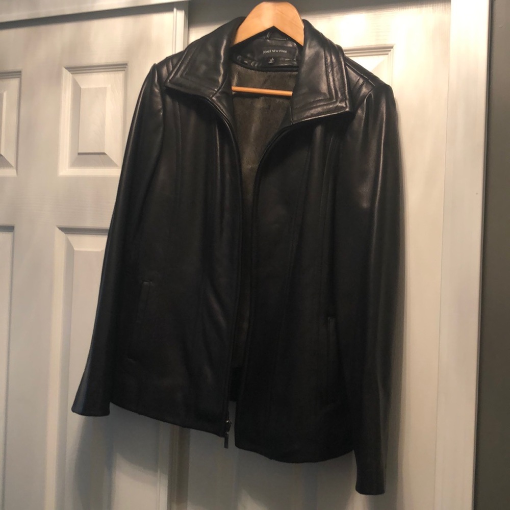 Women’s leather jacket.